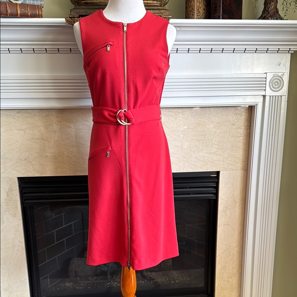 ANTONIO MELANI Red Sheath Midi Dress